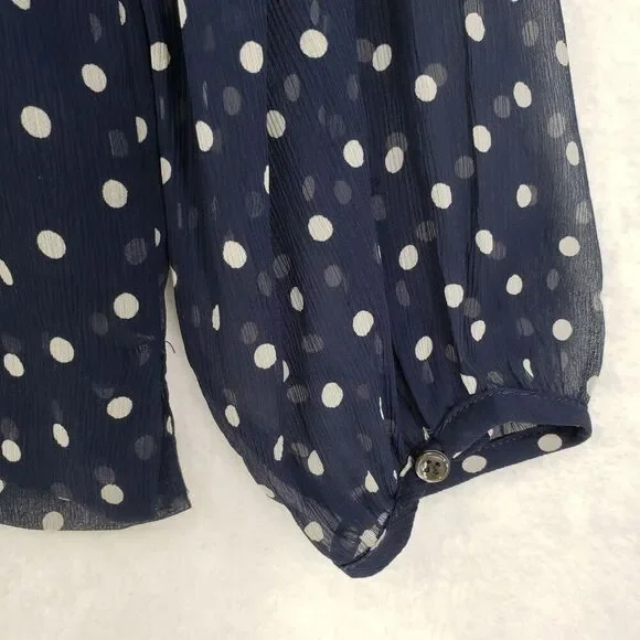 J Crew Shirt Womens 6 Silk Polka Dot Ruffle Long Sleeve F4736 Top - Picture 6 of 13